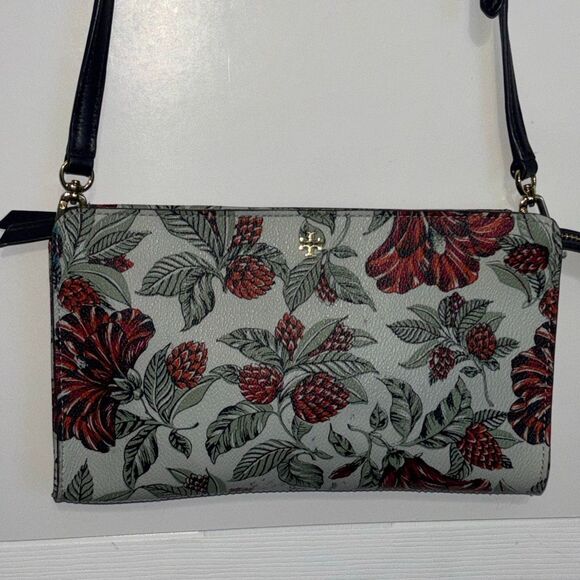 Tory Burch Kerrington navy green red Evergreen floral crossbody purse bag - Picture 1 of 12